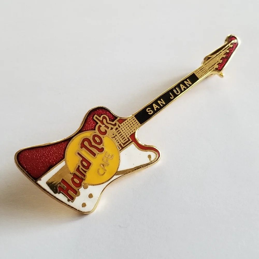 Vintage Hard Rock Cafe pin red and white guitar San Juan brooch hrc